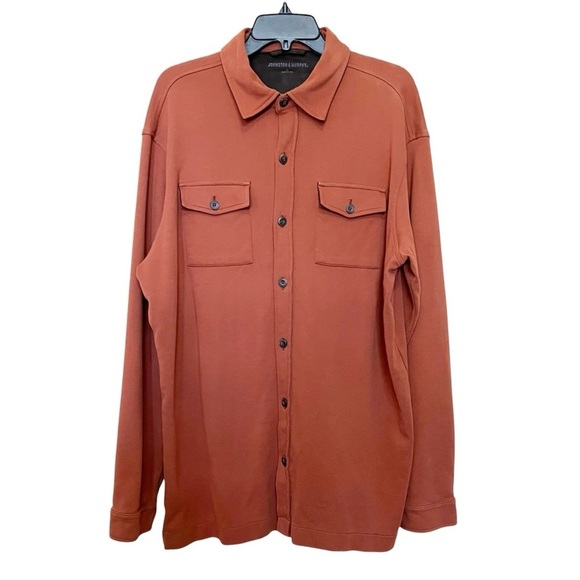 Johnston & Murphy Long Sleeve Flannel Button Down Shirt Terracotta Orange Sz XL - Picture 1 of 6